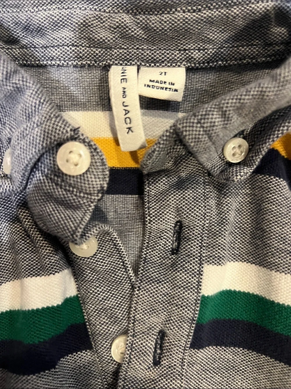 Boys Gray Striped Rugby Polo Top